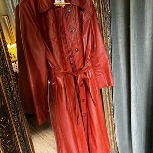 Nordstrom Red Trench Coat with Belt and Classic Silhouette